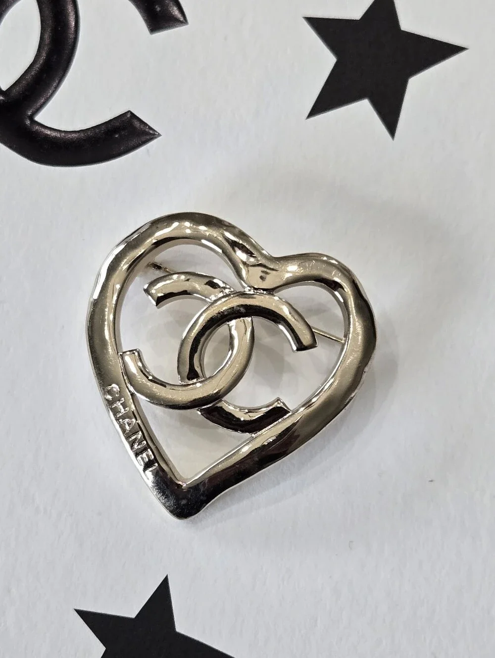 #155 - Chanel CC Heart Brooch - Authentic